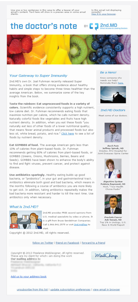 The Doctor's Note — 2nd.MD HTML email template design